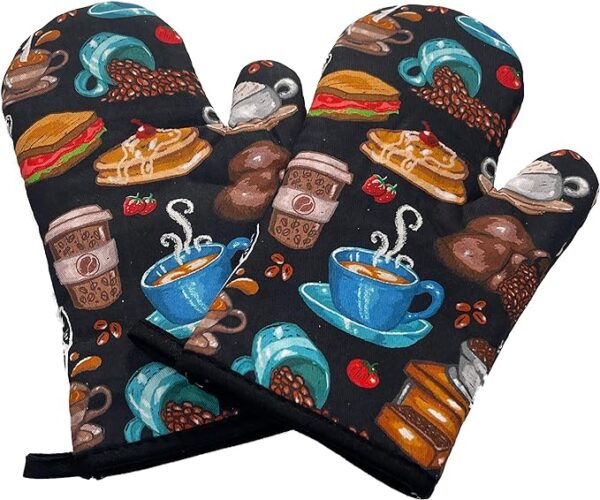 UpNUpCo Artistic Colorful Oven Mitts - Unique & Cute - Soft & Safety - Quilted & Padded - Heat Resistant - Beautiful Kitchen Gloves - Chef Gloves -  2 Pieces - 7" x 10" x 1"