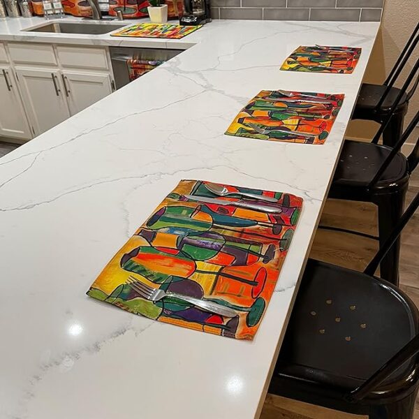 UpNUpCo Artistic Colorful Placemats - Unique & Cute - Decorative & Fun - Placemats Dining Table Set - Stain Resistant - Beautiful Kitchen Décor - Image 8