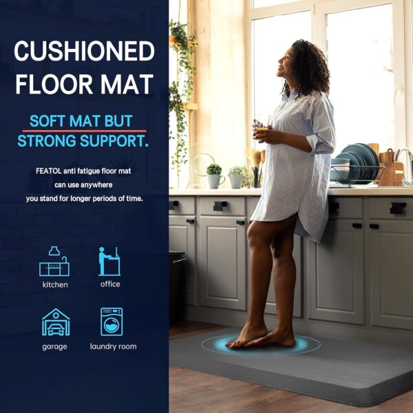 UpNUpCo Artistic Beautiful Anti Fatigue Kitchen Floor Mat - Unique Floor Mats - Pain Relief Padded Kitchen Mats - Floor Mats For In Front Of Sink - Memory Foam 39"X20"X.9" Gray - Image 6